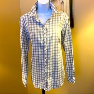 Croft & Barrow white and gray check flannel oversized button down. Size Medium